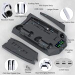 PS5 Digital Edition, Stand with Cooling Station and Dual Controller Charging Station for Disc Version, Cooling Fan with Headset Holder and 3 Adjustable Fan Speeds Black - Image 6