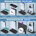 PS5 Digital Edition, Stand with Cooling Station and Dual Controller Charging Station for Disc Version, Cooling Fan with Headset Holder and 3 Adjustable Fan Speeds Black - Image 7