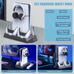 PS5 Digital Edition, Stand with Cooling Station and Dual Controller Charging Station for Disc Version, Cooling Fan with Headset Holder and 3 Adjustable Fan Speeds Black - Image 8