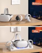 Quest 2, VR Charging Dock for Meta Magnetic Charging Station for Oculus Quest 2 VR Headset and Controllers, with 2 Rechargeable 1800mAh Batteries, USB-C Charger and LED Indicators - Image 3