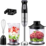 Hand Blender Set for Kitchen, 15 in 1 Stick 2 Speed Stainless Steel Immersion Chopper, Beaker, Electric Whisk, for Smoothies, Soups, Sauces, Baby Food