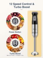 Hand Blender Set for Kitchen, 15 in 1 Stick 2 Speed Stainless Steel Immersion Chopper, Beaker, Electric Whisk, for Smoothies, Soups, Sauces, Baby Food - Image 5
