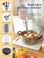 Hand Blender Set for Kitchen, 15 in 1 Stick 2 Speed Stainless Steel Immersion Chopper, Beaker, Electric Whisk, for Smoothies, Soups, Sauces, Baby Food - Image 4