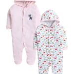 TiniBerry New Born Baby Clothes Set Romper & Sleepsuit for Pink Baby Pack of 2