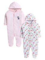 TiniBerry New Born Baby Clothes Set Romper & Sleepsuit for Pink Baby Pack of 2
