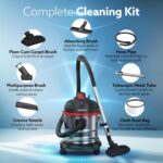 AGARO Ace Wet & Dry Vacuum Cleaner for Home, 1600 Watts, 21.5 kPa Suction Power, 21 litres Tank Capacity, for Home Use, Blower Function, Washable 3L Dust Bag, Stainless Steel Body (Black, Red, Steel) - Image 4