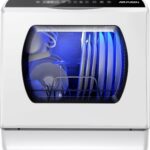 AIRMSEN Portable Countertop Dishwashers, 5 Washing Programs Mini Dishwashers with 5 L Built-in Water Tank and Double-layered Glass Door, No Hookup Needed for Home
