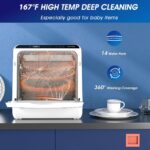 AIRMSEN Portable Countertop Dishwashers, 5 Washing Programs Mini Dishwashers with 5 L Built-in Water Tank and Double-layered Glass Door, No Hookup Needed for Home - Image 5