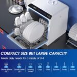 AIRMSEN Portable Countertop Dishwashers, 5 Washing Programs Mini Dishwashers with 5 L Built-in Water Tank and Double-layered Glass Door, No Hookup Needed for Home - Image 4