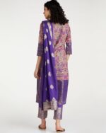 Women Voile Straight Printed Kurta Slim Pant Suit Set - Image 3