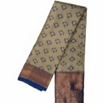 Tissue Silk saree grey with dark blue color gold pattern