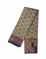 Tissue Silk saree grey with dark blue color gold pattern