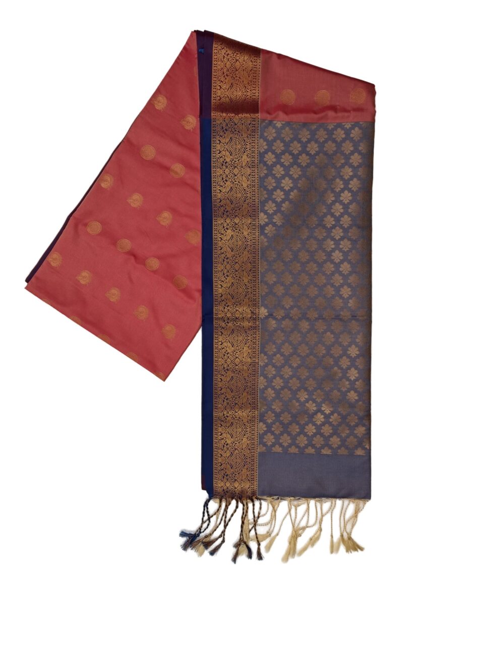 eGetitin-011A Women's Kanjivaram Soft Silk Saree Golden Zari With Blouse Piece - Image 1