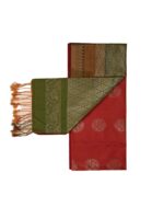 Women's Kanjivaram Soft Silk Saree dual-color pattern with intricate gold zari work - Image 3
