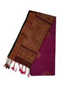 Kanchipuram soft silk maroon deep pink body bronze pallu and border. gold zari work - Image 2