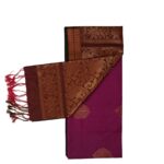 Kanchipuram soft silk maroon deep pink body bronze pallu and border. gold zari work