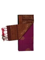 Kanchipuram soft silk maroon deep pink body bronze pallu and border. gold zari work