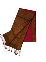 Kanchipuram soft silk maroon deep pink body bronze pallu and border. gold zari work - Image 2