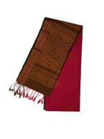 Kanchipuram soft silk maroon deep pink body bronze pallu and border. gold zari work - Image 4