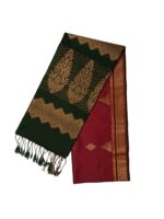 Kanchipuram soft silk bottle green and maroon color with weaving gold zari work