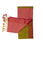 Kanchipuram soft silk saree  green and pink with zari border. - Image 3