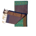 Kanchipuram soft silk Saree green and purple colors gold zari