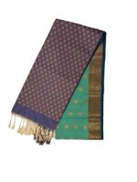 Kanchipuram soft silk Saree green and purple colors gold zari - Image 2