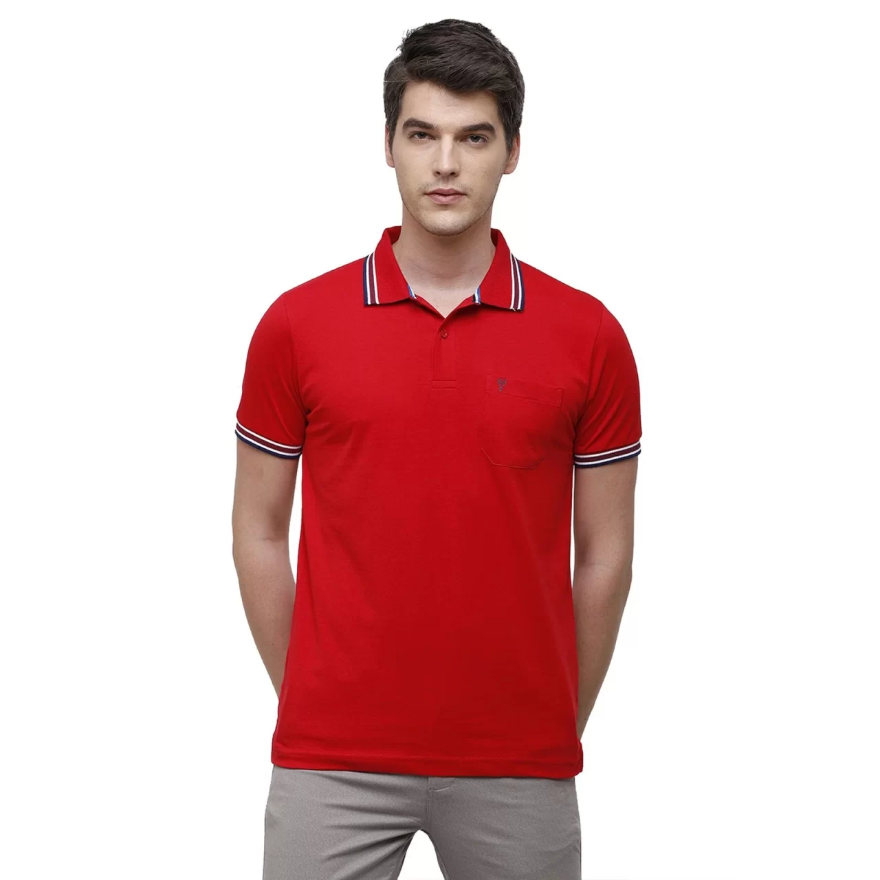 PRISTO-TRUEREDSFP_1 Classic Polo Men's Red Sporty Polo Half Sleeve Slim Fit T-Shirt - Pristo True Red - Image 1