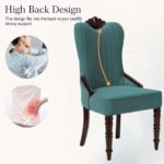 Dining Chairs,Hand-Carved Details, Soild Wood Velvet High Wingback Quilted Design,Nail Heads,Comfy Accent Chairs for Living Room,Bedroom,Small Spaces (Sea Green, Set of 2) - Image 4