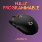Logitech G304 Lightspeed Wireless Gaming Mouse, 6 Programmable Buttons, 250h Battery Life, On-Board Memory, Hero Sensor, 12,000 DPI, Lightweight, Compatible with PC/Mac - Black - Image 6