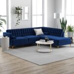 Sofa Set for Living Room, 6 Seater Hector Six Seater Sofa with Lounger L Shape. (Blue_RHS)