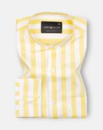 Luxline Yellow with White Stripe Giza Cotton Shirt