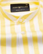 Luxline Yellow with White Stripe Giza Cotton Shirt - Image 4