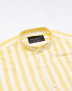 Luxline Yellow with White Stripe Giza Cotton Shirt - Image 3