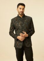 Dark green bel Buti Patterned Suit Set