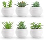Pots Small Fake Plants Der Rose Set of 6 Succulents Plants Artificial in for Bedroom Aesthetic Living Room Shelf Bathroom Decor Office Desk Accessories