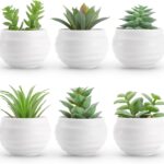 Pots Small Fake Plants Der Rose Set of 6 Succulents Plants Artificial in for Bedroom Aesthetic Living Room Shelf Bathroom Decor Office Desk Accessories