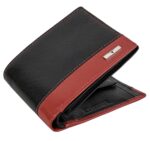 Leather Wallet for Men/URBAN FOREST Seattle Black/Red