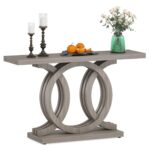 Farmhouse Console Table, Grey Wooden Entryway Table, Rectangular Accent Table for Decoration and Cross Ring Tribe signs 55 Inch - Image 2