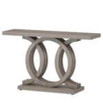 Farmhouse Console Table, Grey Wooden Entryway Table, Rectangular Accent Table for Decoration and Cross Ring Tribe signs 55 Inch - Image 3