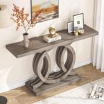 Farmhouse Console Table, Grey Wooden Entryway Table, Rectangular Accent Table for Decoration and Cross Ring Tribe signs 55 Inch - Image 7