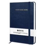 Notebook Diary with Elastic Lock For Office and Personal Daily Planner I Blue PU Leather Customised Name Printed I A5 Personalised Journal Diary I 21x14 Cm I Undated 192 Ruled Pages