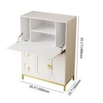 Secretary Desk with 3 Drawers and 3 Doors Flip Design 39.4" Modern White & Glod - Image 2