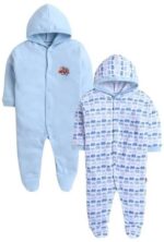 TiniBerry New Born Baby Clothes Set Romper & Sleepsuit for Light Blue Baby Pack of 2