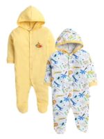 TiniBerry New Born Baby Clothes Set Romper & Sleepsuit for Yellow color Baby Pack of 2