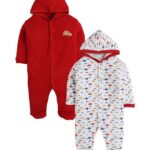 TiniBerry New Born Baby Clothes Set Romper & Sleepsuit for  Red color Baby Pack of 2