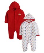 TiniBerry New Born Baby Clothes Set Romper & Sleepsuit for  Red color Baby Pack of 2