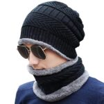 Kandid Wool Beanie Cap & Muffler Set for Men & Women  Soft Woolen Winter Cap & Muffler  Warm Beanie for Men  Black Wool Cap & Muffler for Winter  Unisex Cap & Scarf for Gym, Casual & Outdoor Use
