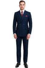 Men's 2 Piece Double Breasted Suit (Blue) - Image 8