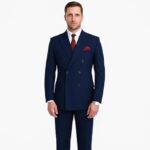 Men's 2 Piece Double Breasted Suit (Blue) - Image 5